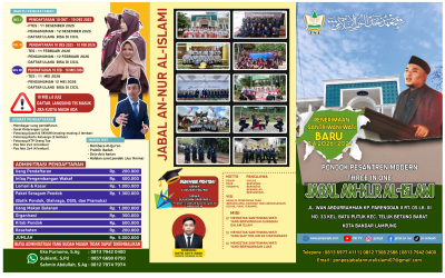 Pendaftaran Santri Baru Pondok Pesantren Jabal An-Nur Al-Islami Bandar Lampung  T.A 2026 Resmi Dibuka